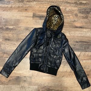 Obey Faux Leopard & Leather Jacket